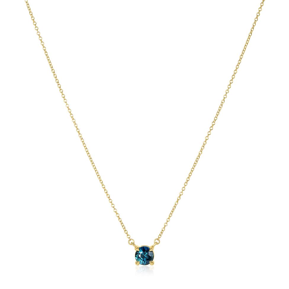 18ct Yellow Gold Teal Sapphire Necklace Thumbnail Image 1