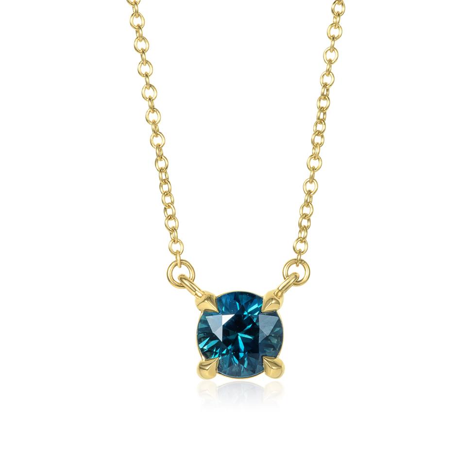 18ct Yellow Gold Teal Sapphire Necklace Thumbnail Image 0