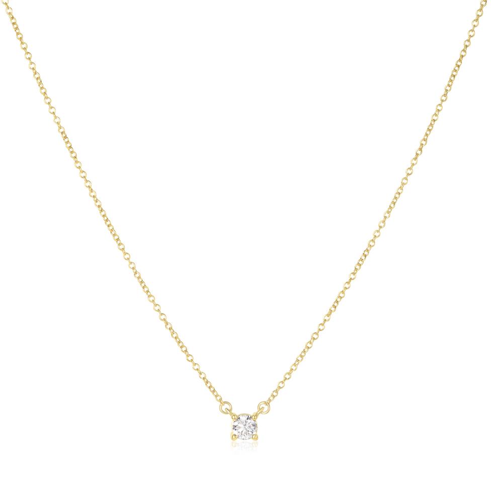 18ct Yellow Gold Diamond Solitaire Necklace 0.24ct Thumbnail Image 1