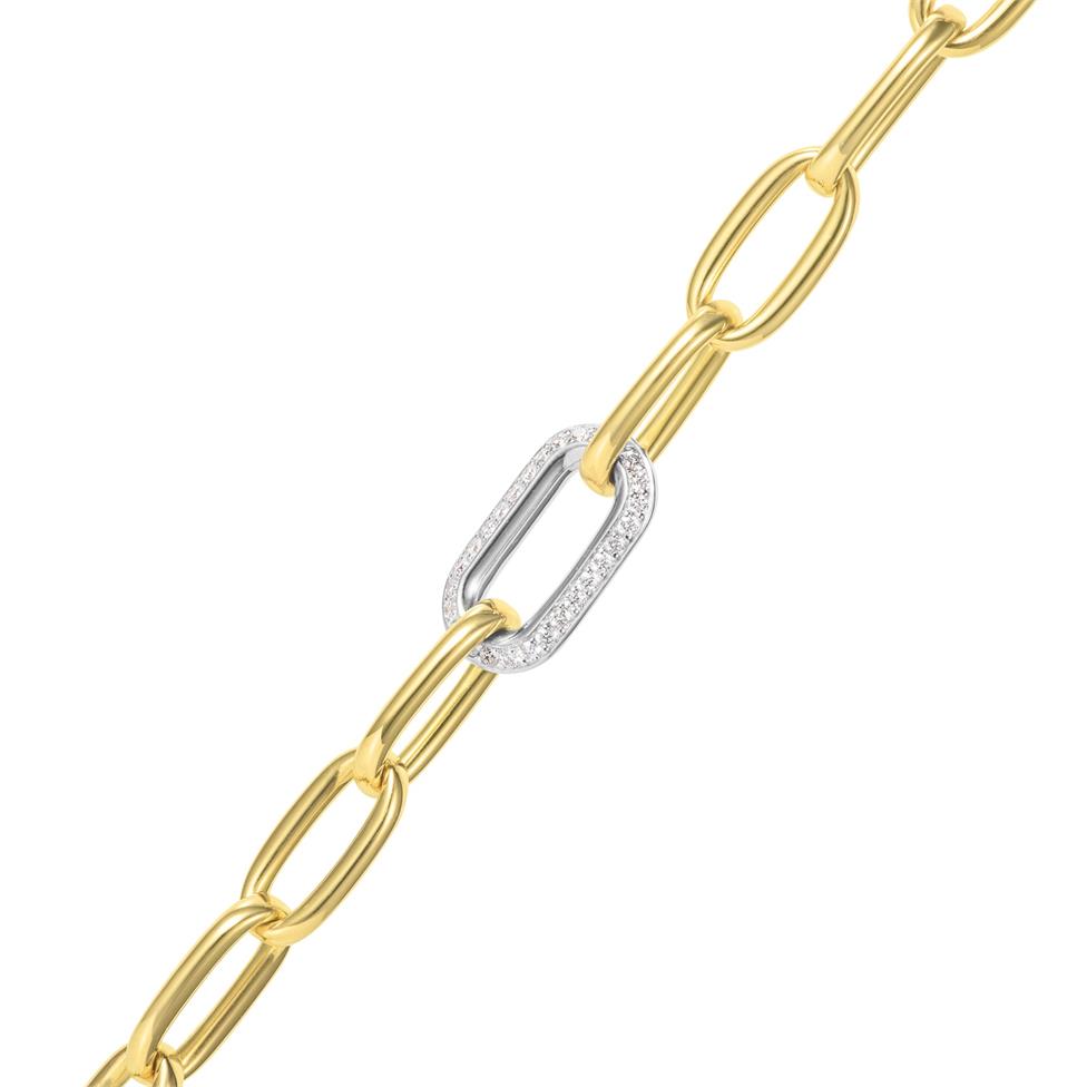 18ct Yellow Gold Diamond Set Paperlink Necklace Thumbnail Image 1