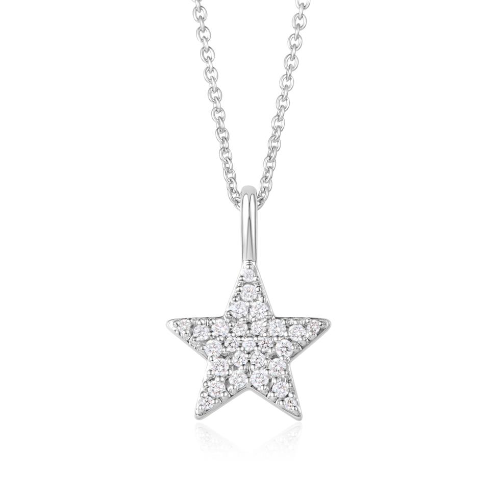 18ct White Gold Diamond Star Necklace Thumbnail Image 0