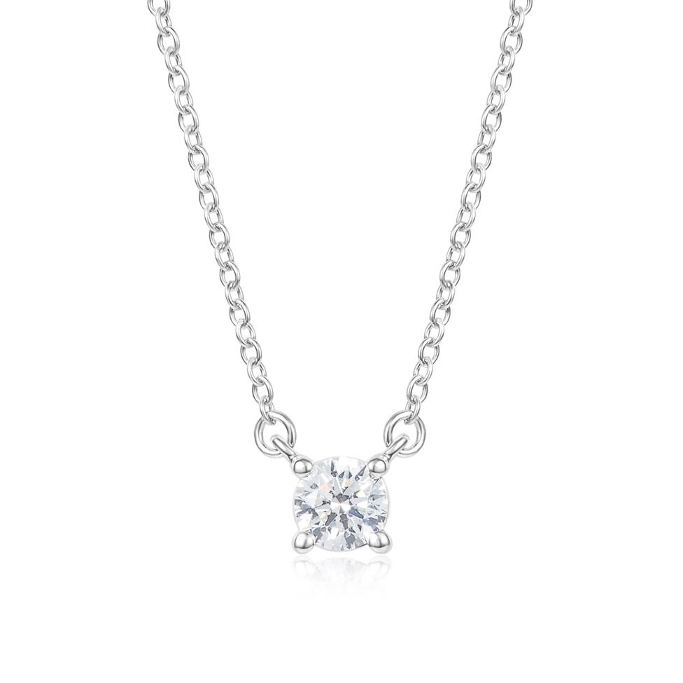 18ct White Gold Diamond Solitaire Necklace 0.24ct Thumbnail Image 0