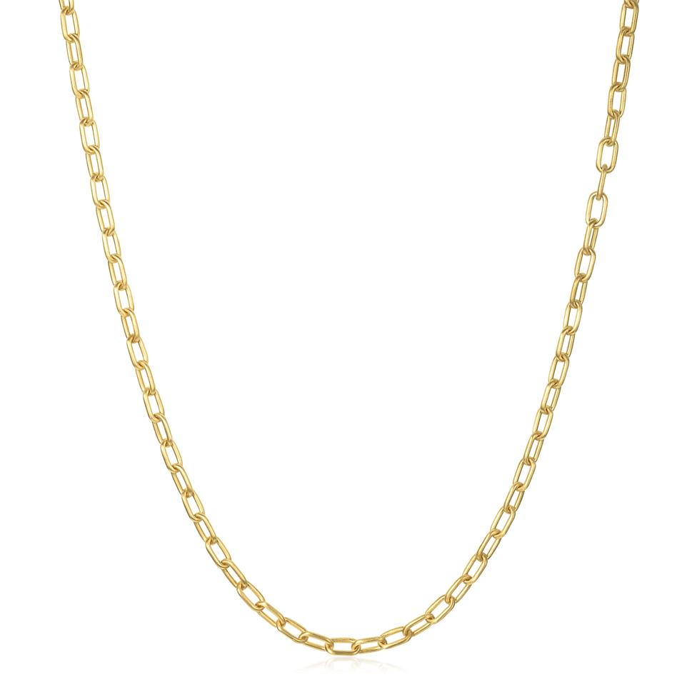 18ct Yellow Gold Brushed Finish Paperlink Necklace Thumbnail Image 0