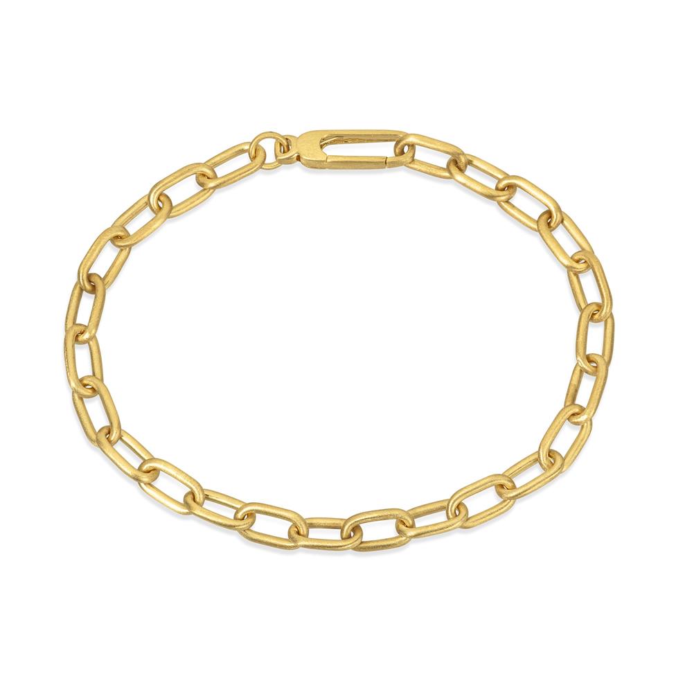 18ct Yellow Gold Brushed Finish Paperlink Bracelet Thumbnail Image 0