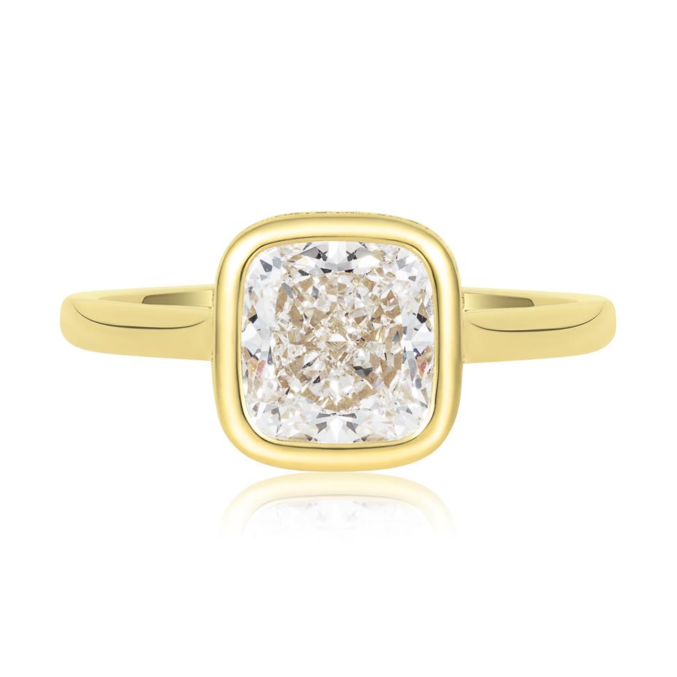 18ct Yellow Gold CushionDiamond Engagement Ring 2.52ct Thumbnail Image 1