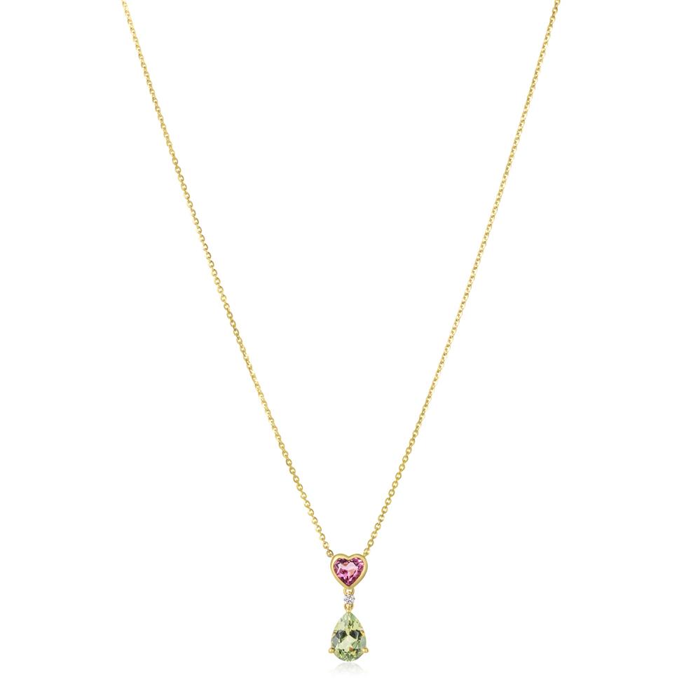 18ct Yellow Gold Tourmaline Drop Necklace Thumbnail Image 1