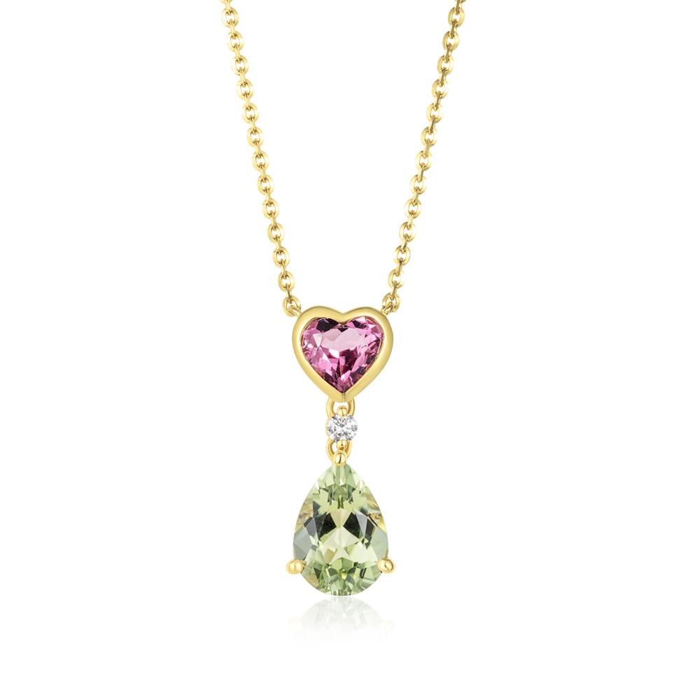 18ct Yellow Gold Tourmaline Drop Necklace Thumbnail Image 0