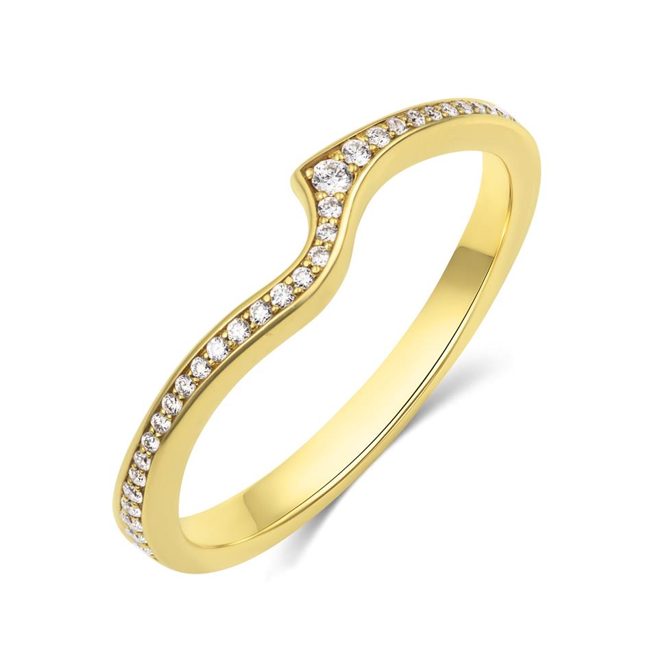 18ct Yellow Gold Diamond Shaped Wedding Ring 0.18ct Thumbnail Image 0