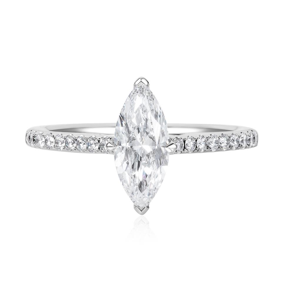 Platinum Marquise Shape Diamond Solitaire Engagement Ring 1.25ct Thumbnail Image 1