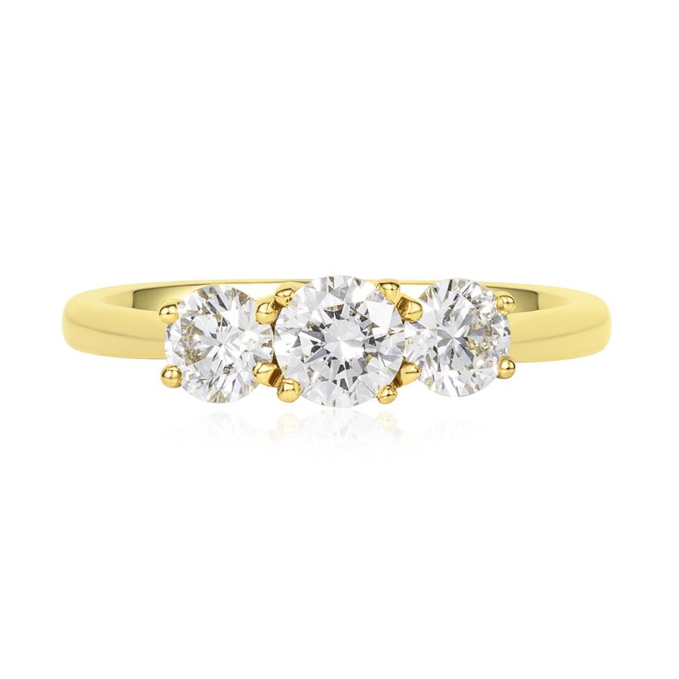 18ct Yellow Gold Diamond Three Stone Engagement Ring 1.00ct Thumbnail Image 1