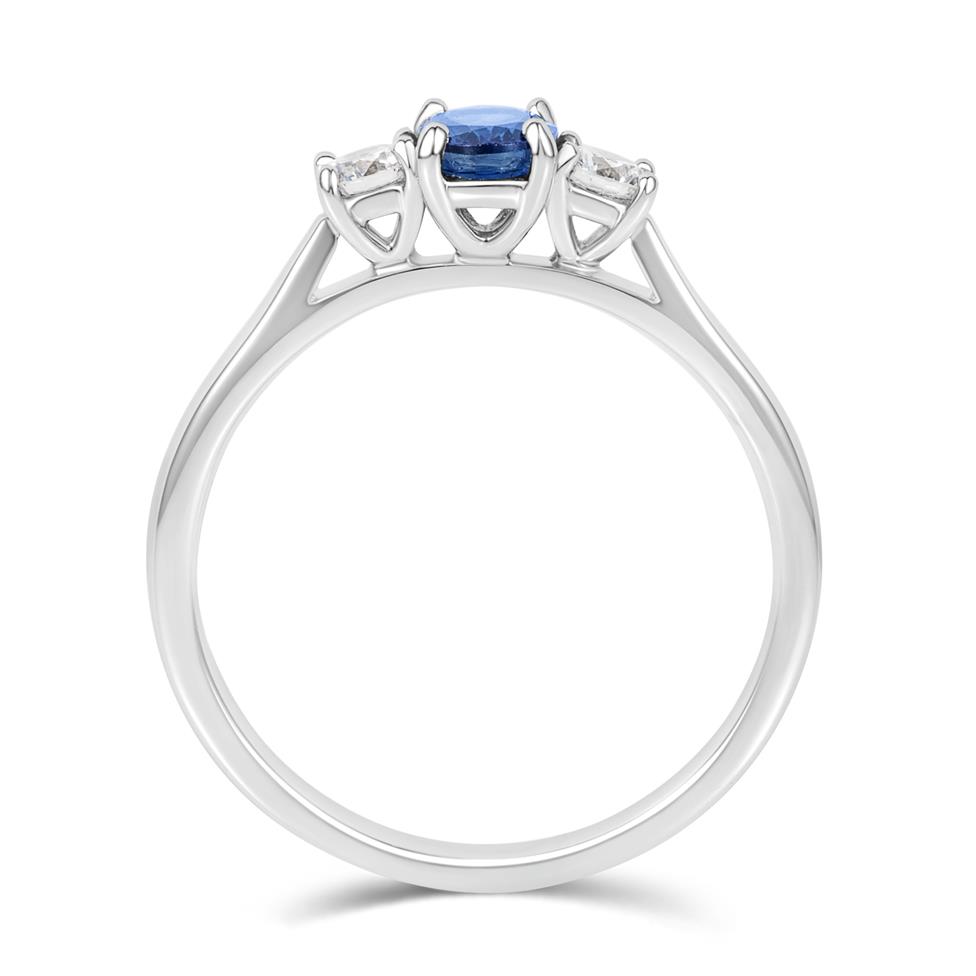 Platinum Sapphire and Diamond Three Stone Ring Thumbnail Image 2