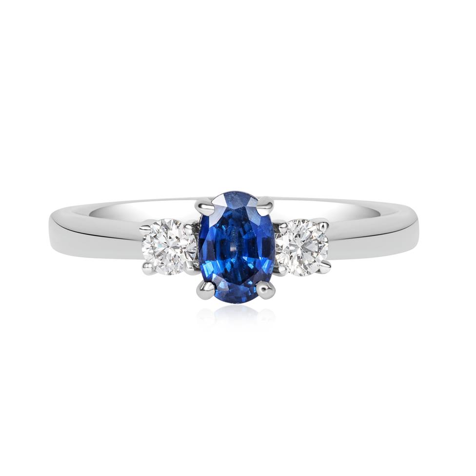 Platinum Sapphire and Diamond Three Stone Ring Thumbnail Image 1