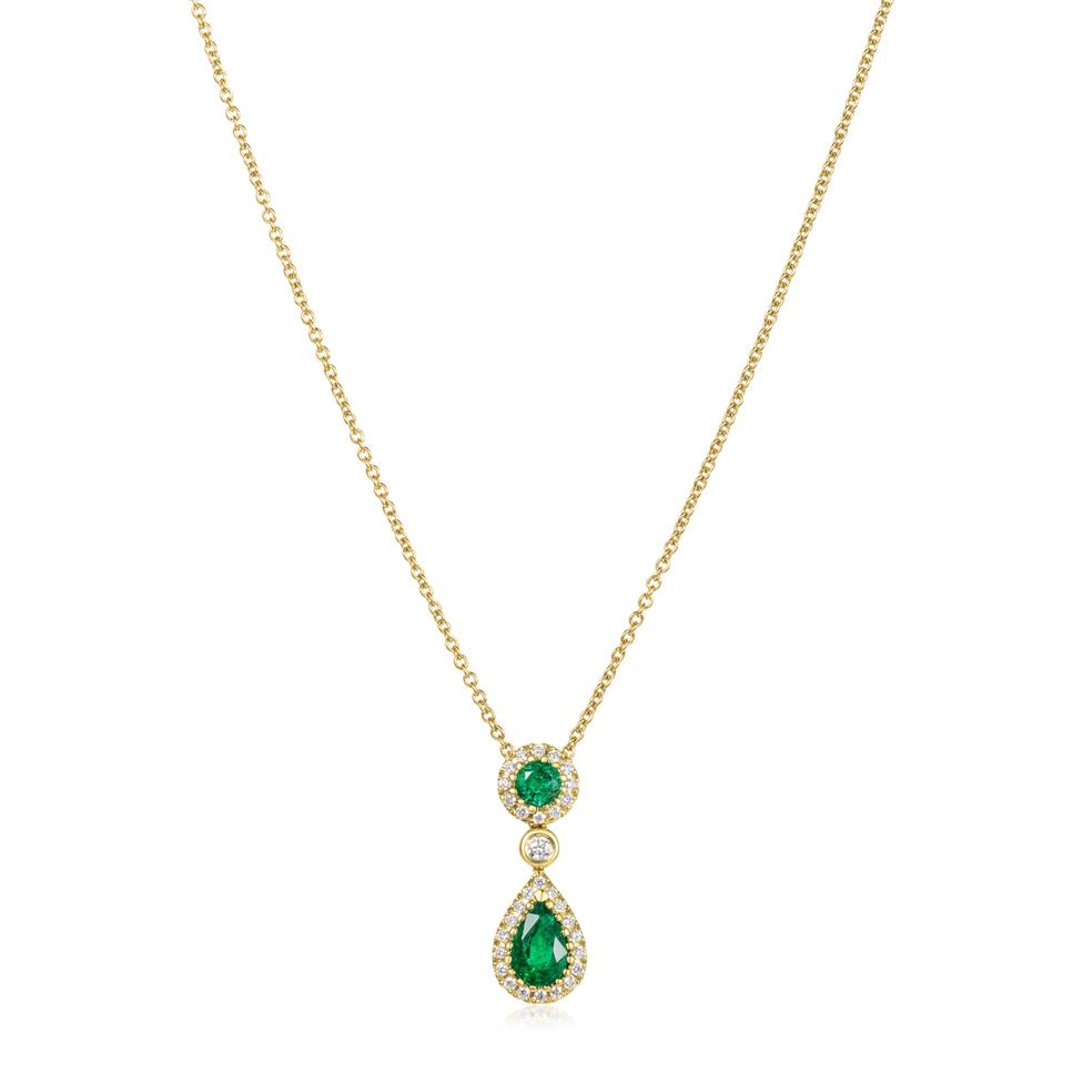 Camellia 18ct Yellow Gold Emerald and Diamond Necklace Thumbnail Image 1