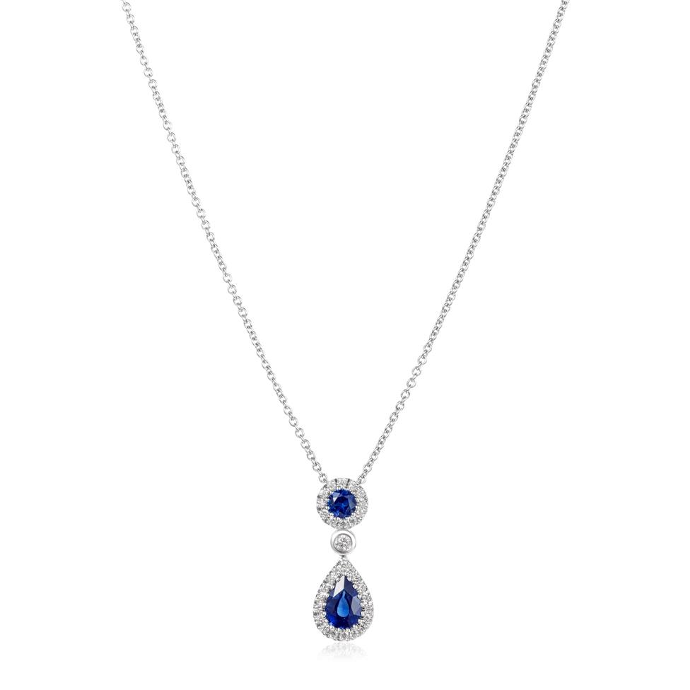 Camellia 18ct White Gold Sapphire and Diamond Necklace Thumbnail Image 1