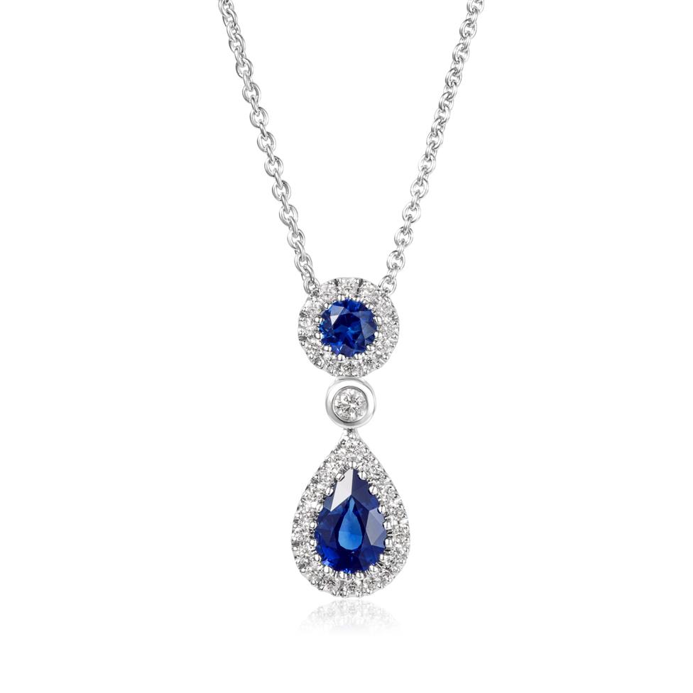 Camellia 18ct White Gold Sapphire and Diamond Necklace Thumbnail Image 0