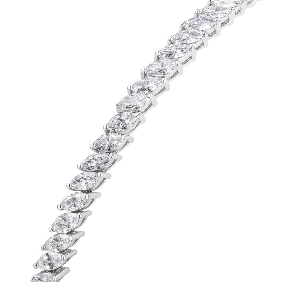 18ct White Gold Marquise Diamond Tennis Bracelet 7.18ct Thumbnail Image 2