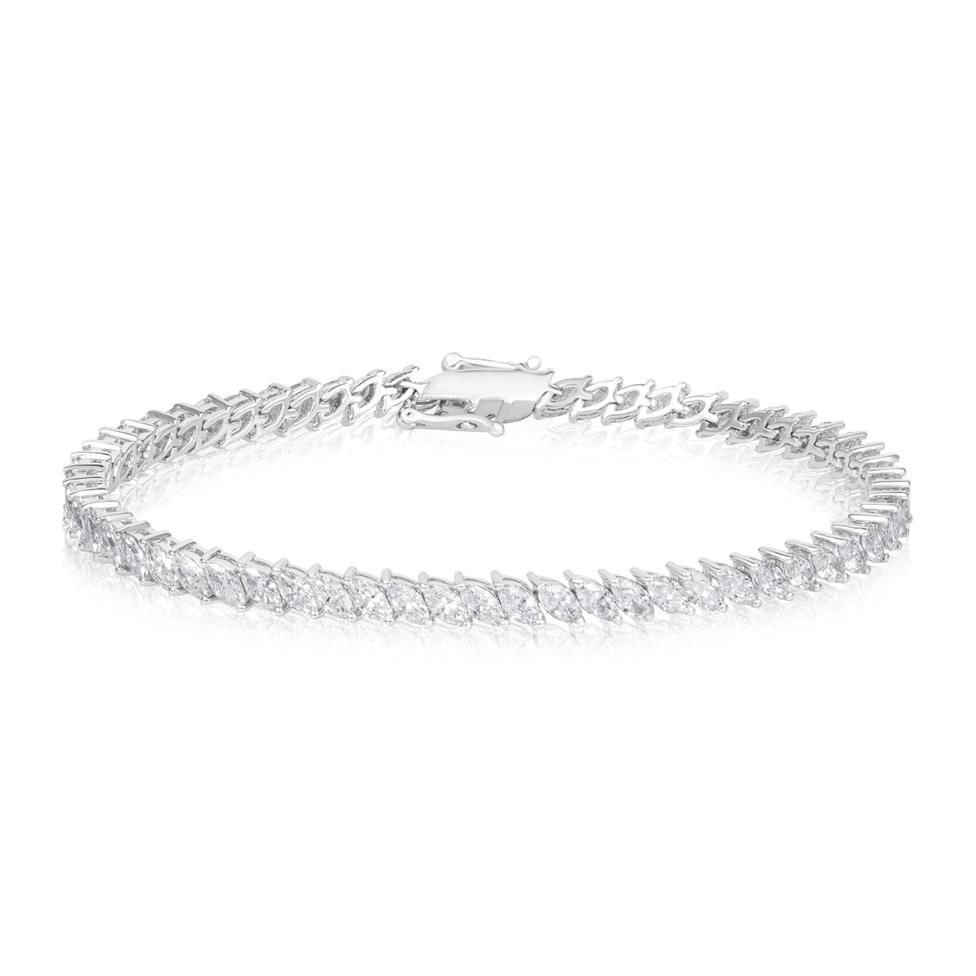 18ct White Gold Marquise Diamond Tennis Bracelet 7.18ct Thumbnail Image 0