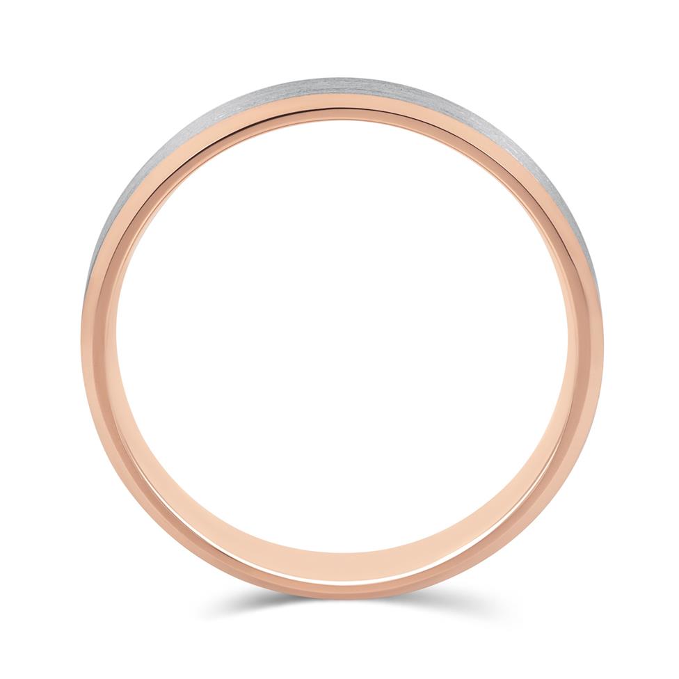 Platinum and 18ct Rose Gold Bevel Detail Wedding Ring Thumbnail Image 3