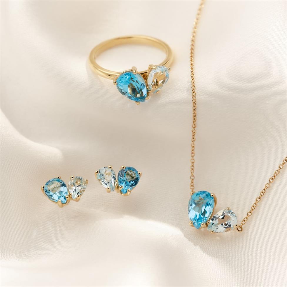 Toi Et Moi 18ct Yellow Gold Blue Topaz Necklace Thumbnail Image 1
