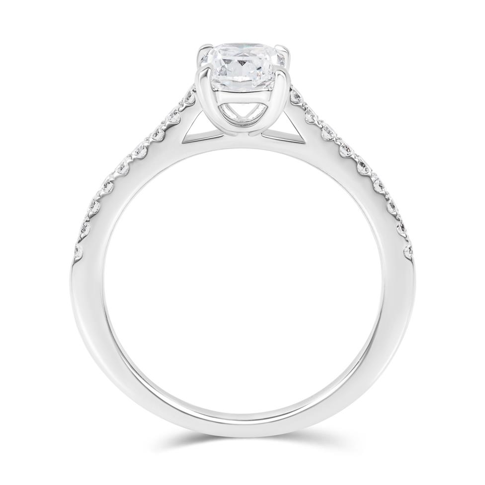 Platinum Hidden Halo Cushion Diamond Solitaire Engagement Ring Thumbnail Image 2