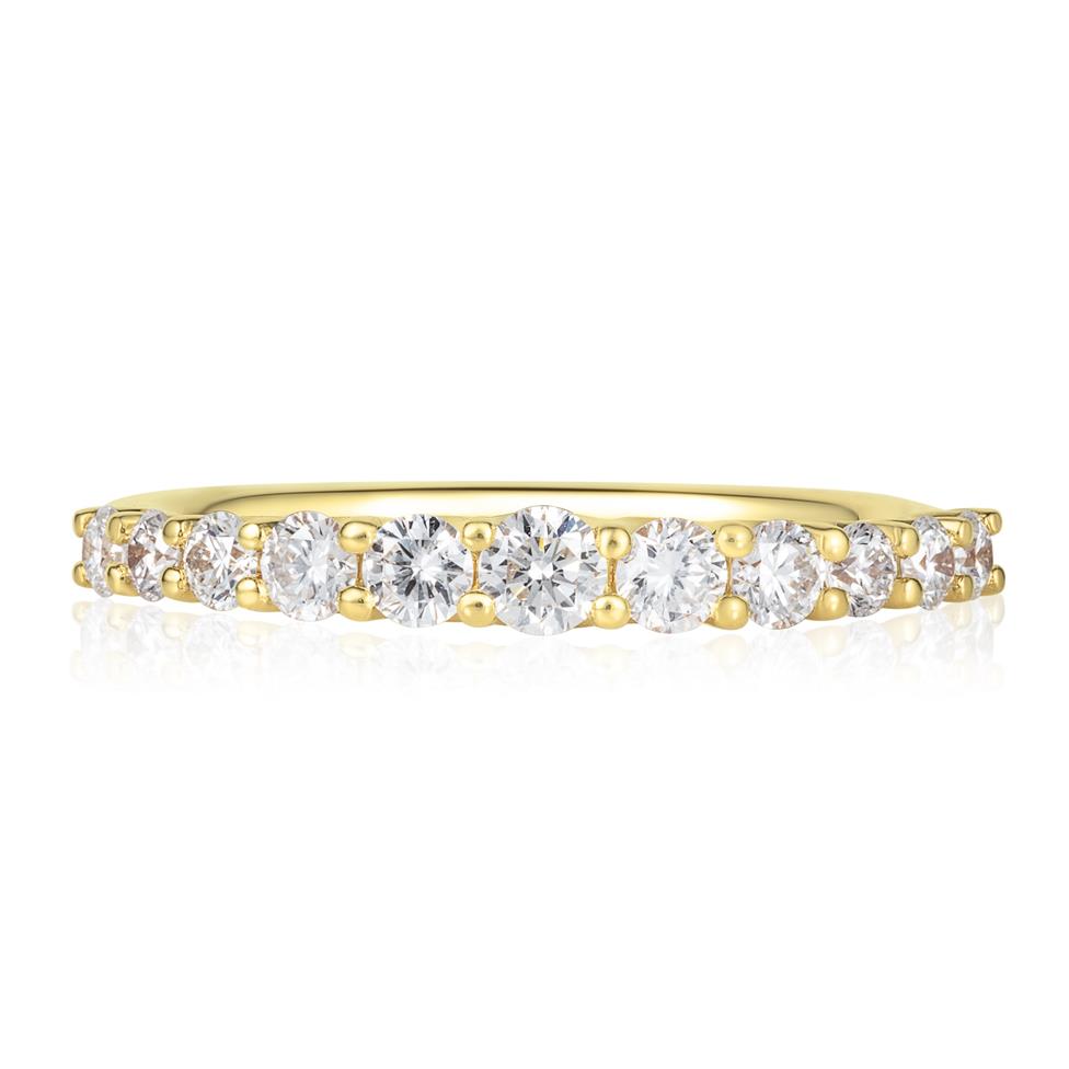 18ct Yellow Gold Graduated Diamond Half Eternity Ring Thumbnail Image 1