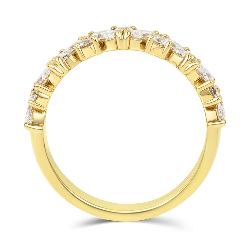 18ct Yellow Gold Marquise and Round Diamond Half Eternity Ring Thumbnail Image 2