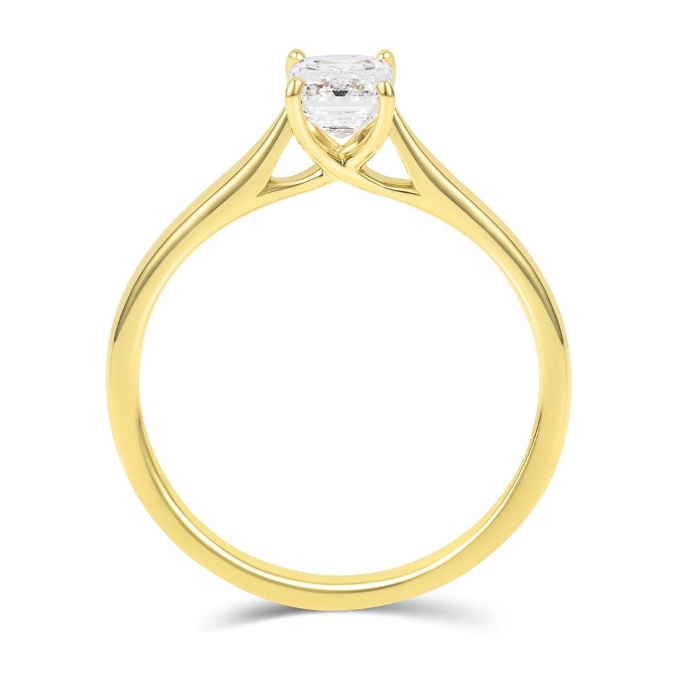 18ct yellow Gold Emerald Cut Diamond Solitaire Engagement Ring 0.70ct Thumbnail Image 2