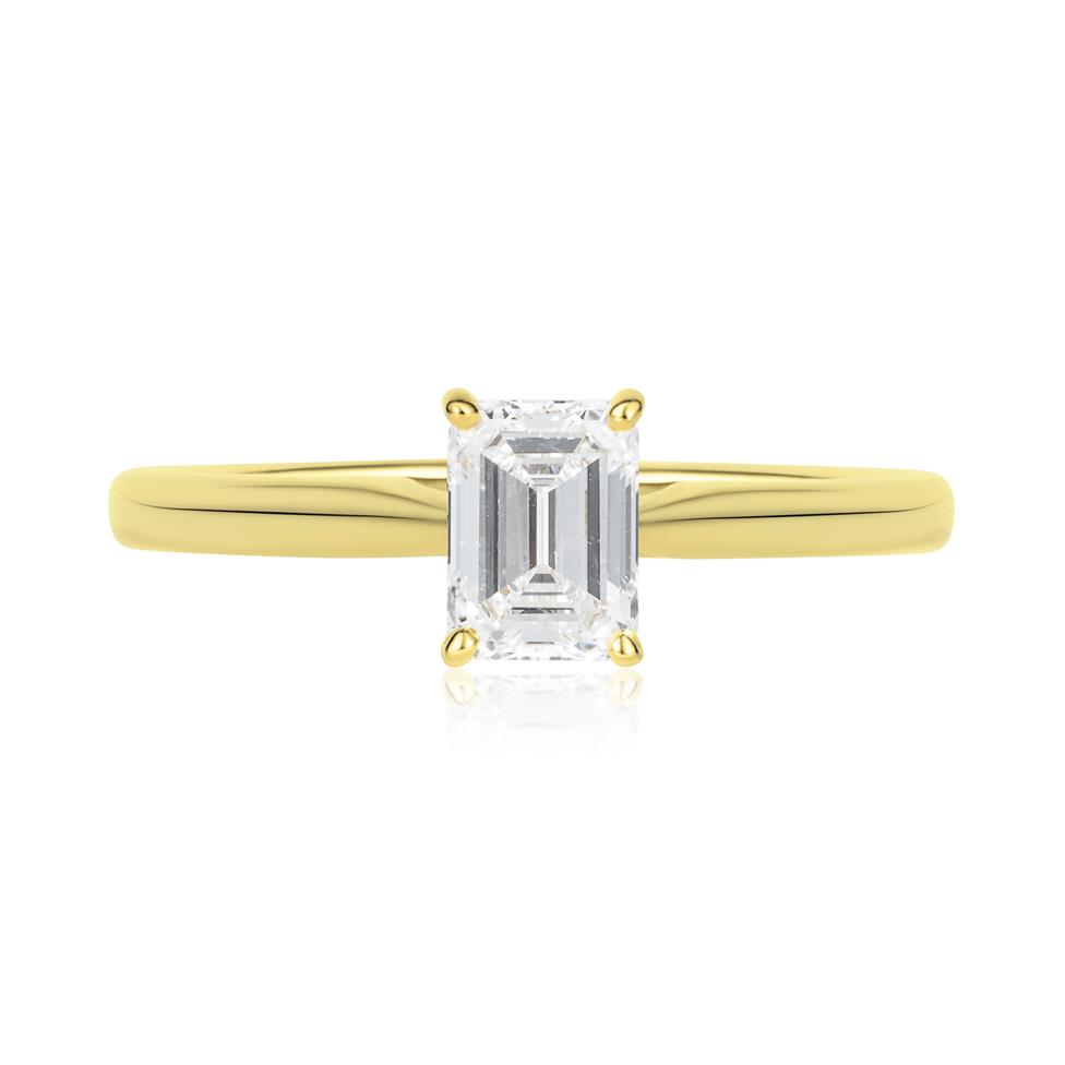 18ct yellow Gold Emerald Cut Diamond Solitaire Engagement Ring 0.70ct Thumbnail Image 1