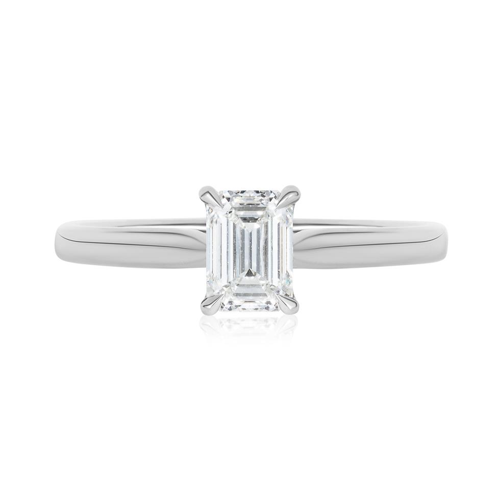 Platinum Emerald Cut Diamond Solitaire Engagement Ring 0.70ct Thumbnail Image 1