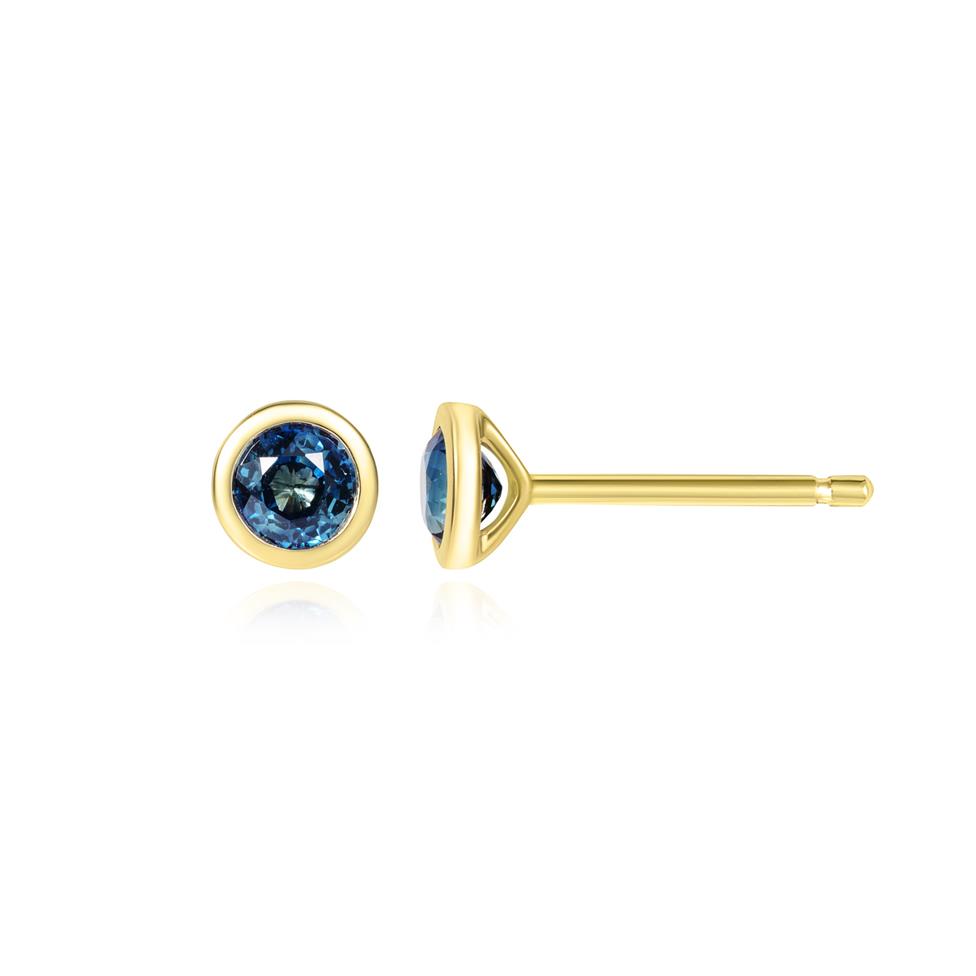 18ct Yellow Gold Sapphire Stud Earrings Thumbnail Image 0