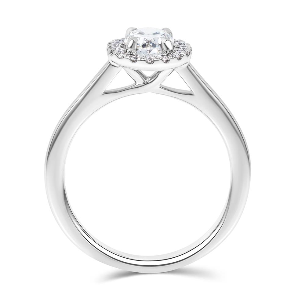 Platinum Oval Diamond Halo Engagement Ring 0.90ct Thumbnail Image 2