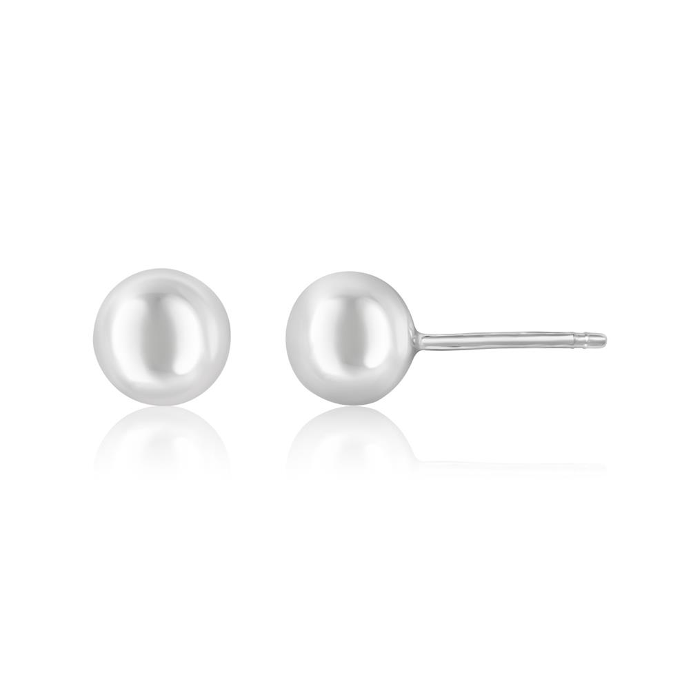 18ct White Gold Ball Stud Earrings 5mm Thumbnail Image 0
