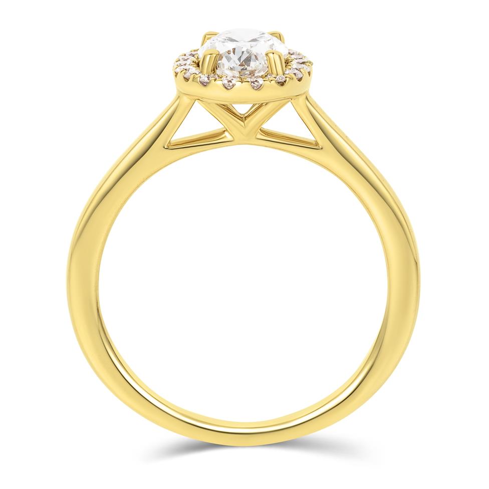 18ct Yellow Gold Oval Diamond Halo Engagement Ring 1.10ct Thumbnail Image 2
