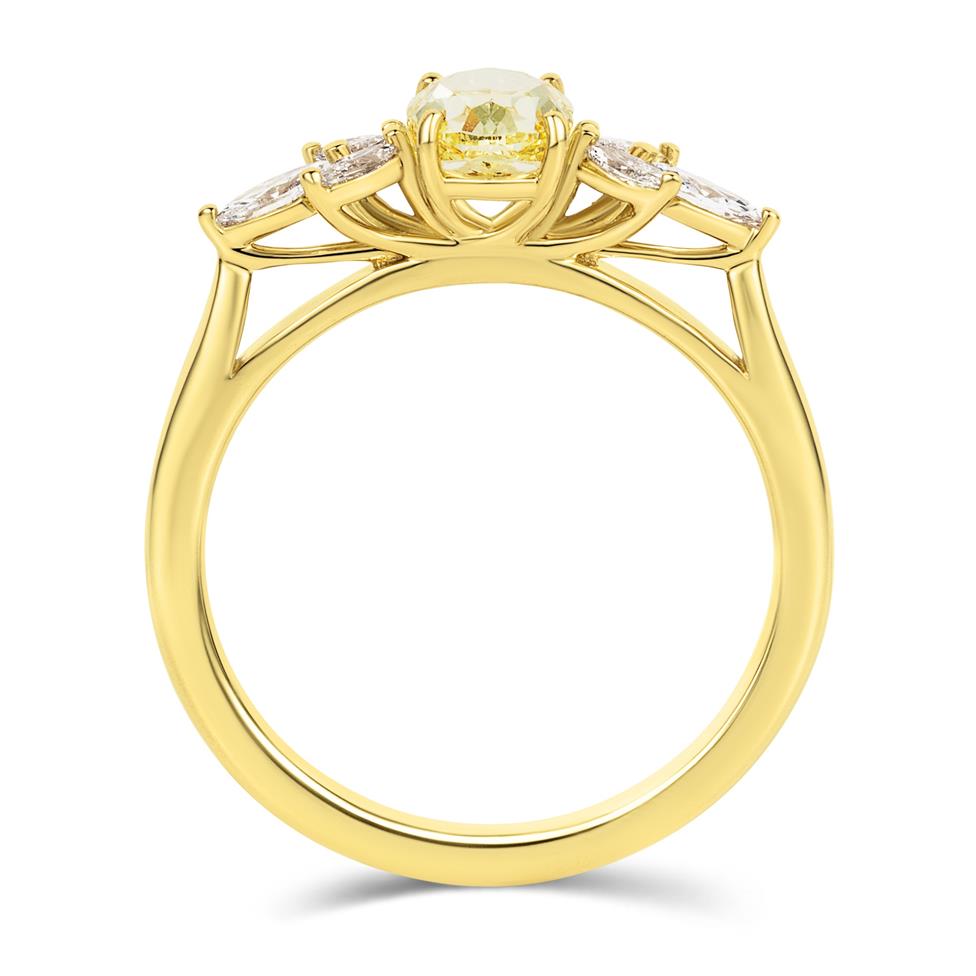 18ct Yellow Gold Yellow Oval Diamond Engagement Ring Thumbnail Image 2