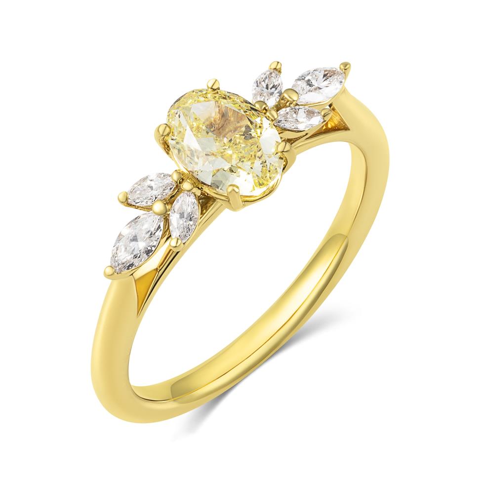 18ct Yellow Gold Yellow Oval Diamond Engagement Ring Thumbnail Image 0