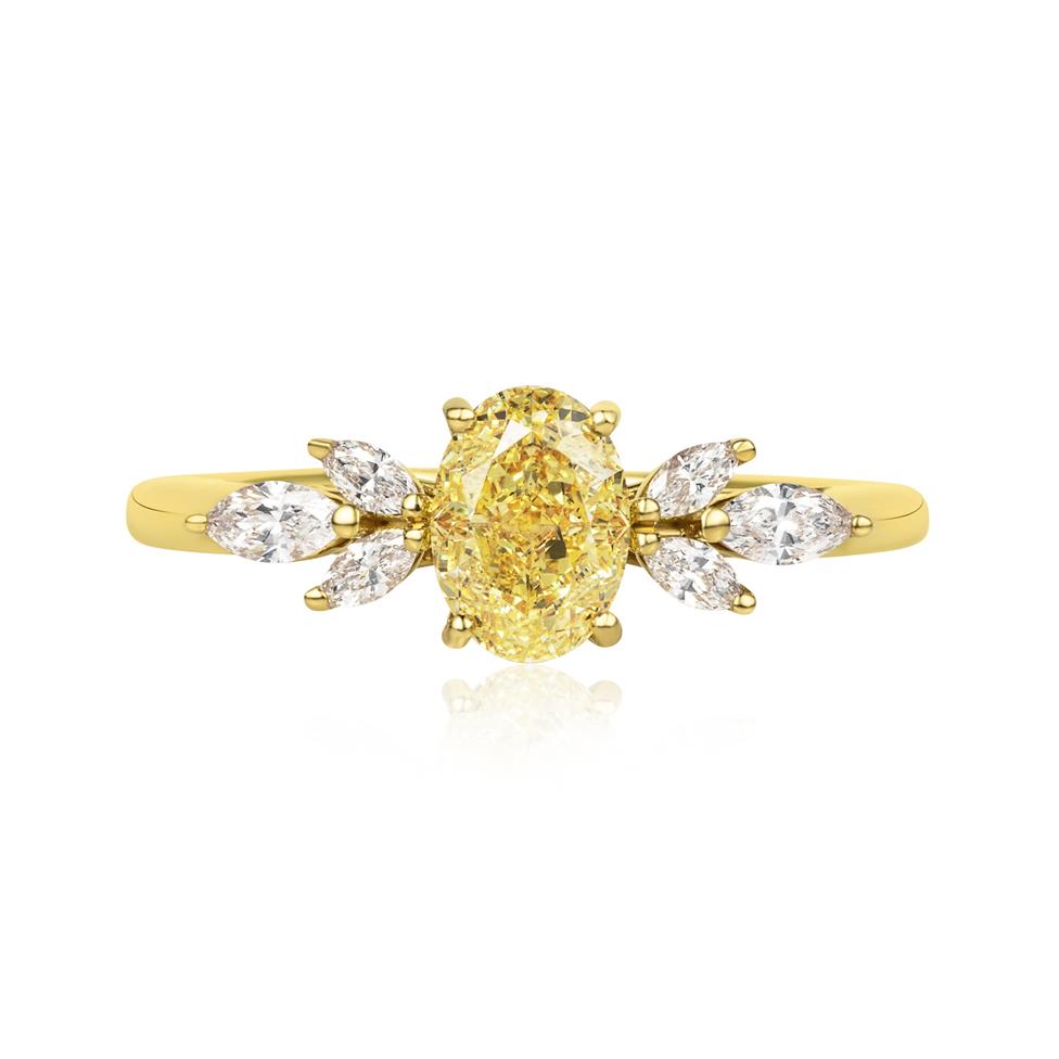 18ct Yellow Gold Yellow Oval Diamond Engagement Ring Thumbnail Image 1