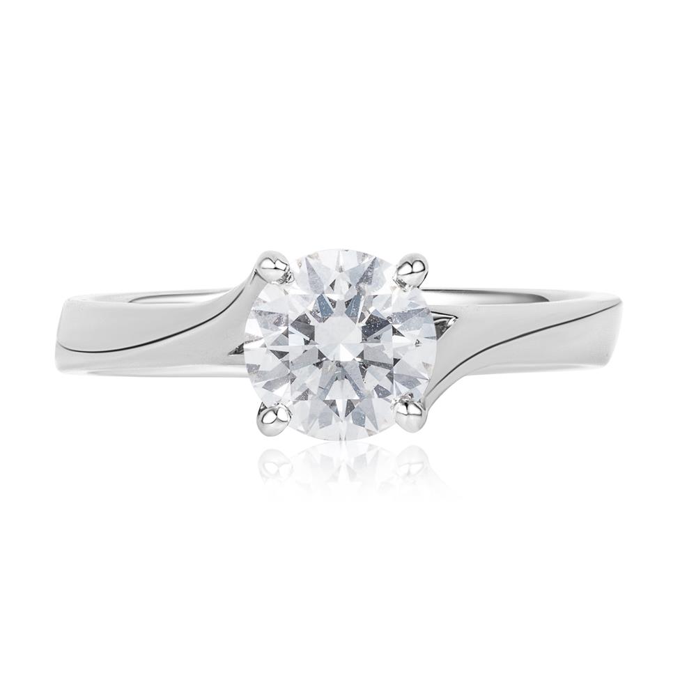 Platinum Twist Design Diamond Solitaire Engagement Ring 1.00ct Thumbnail Image 2