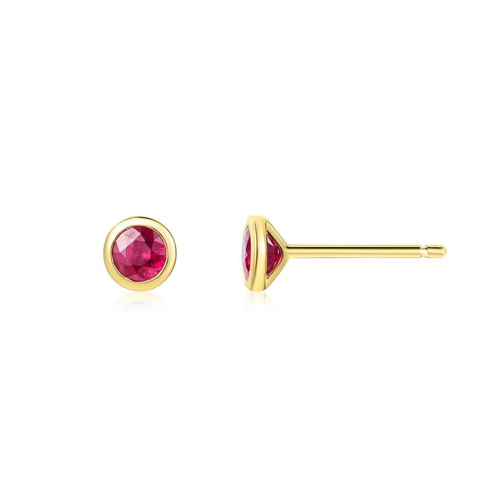 18ct Yellow Gold Ruby Stud Earrings Thumbnail Image 0