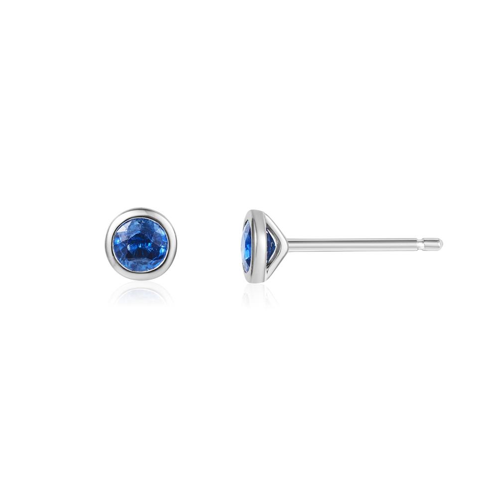 18ct White Gold Blue Sapphire Stud Earrings Thumbnail Image 0