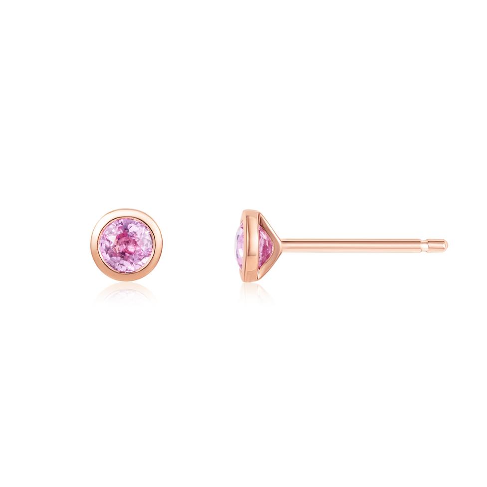 18ct Rose Gold Pink Sapphire Stud Earrings Thumbnail Image 0