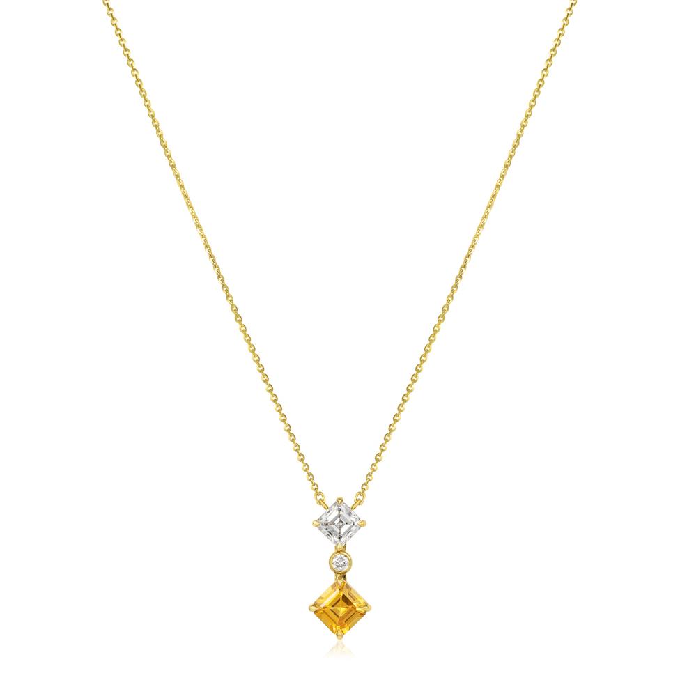 18ct Yellow Gold Yellow Sapphire Drop Necklace Thumbnail Image 1