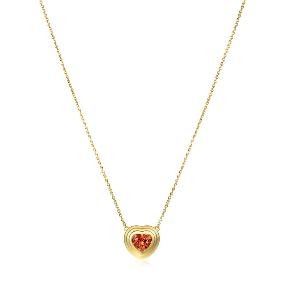 18ct Yellow Gold Green Mandarin Garnet Heart Necklace Thumbnail Image 1