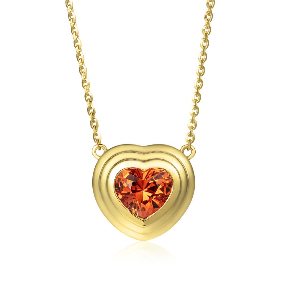 18ct Yellow Gold Green Mandarin Garnet Heart Necklace Thumbnail Image 0