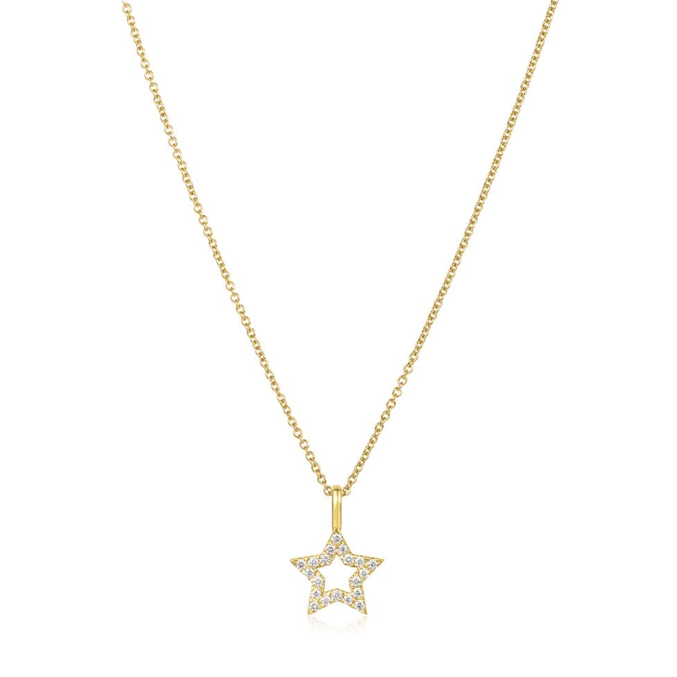 18ct Yellow Gold Diamond Star Necklace Thumbnail Image 1