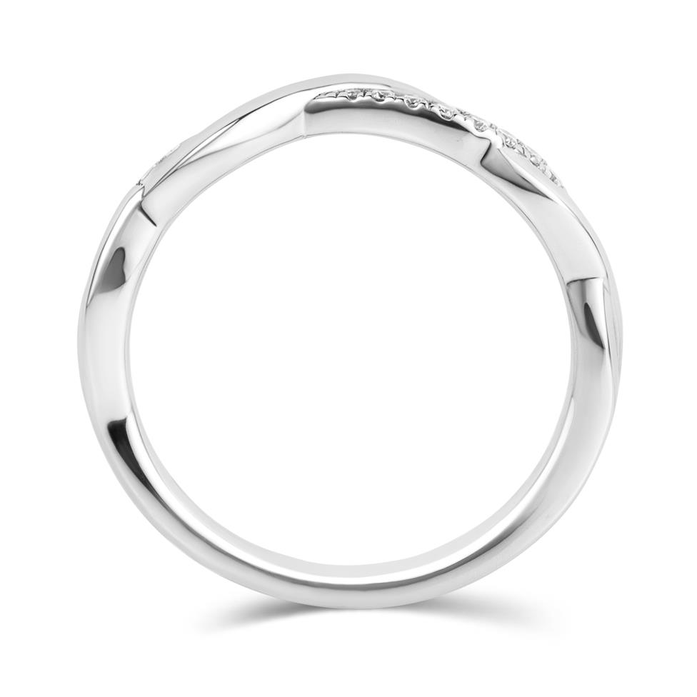 Platinum Plaited Diamond Set Shaped Wedding Ring 0.12ct Thumbnail Image 2