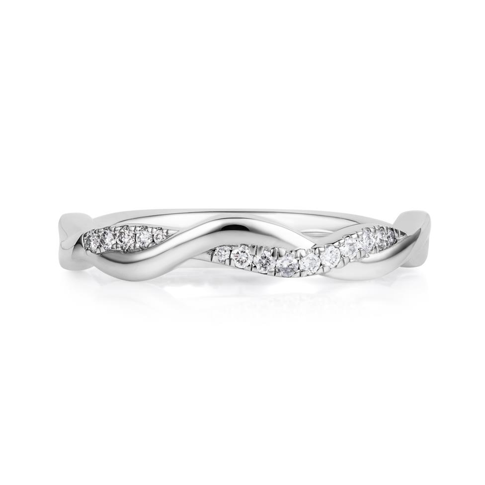 Platinum Plaited Diamond Set Shaped Wedding Ring 0.12ct Thumbnail Image 1