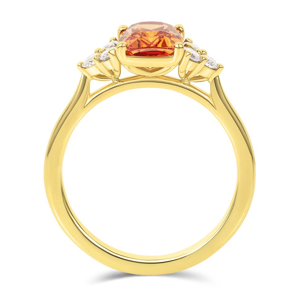 18ct Yellow Gold Mandarin Garnet and Diamond Ring Thumbnail Image 2