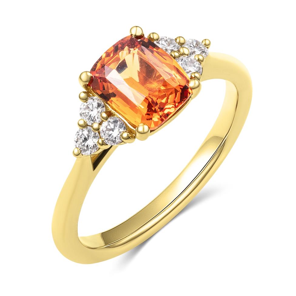 18ct Yellow Gold Mandarin Garnet and Diamond Ring Thumbnail Image 0