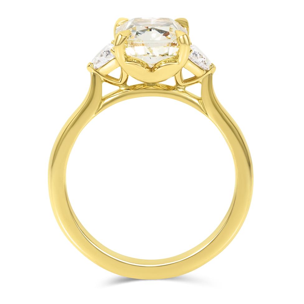 18ct Yellow Gold Yellow Cushion Diamond Engagement Ring 3.08ct Thumbnail Image 4
