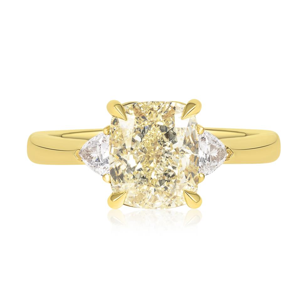 18ct Yellow Gold Yellow Cushion Diamond Engagement Ring 3.08ct Thumbnail Image 3